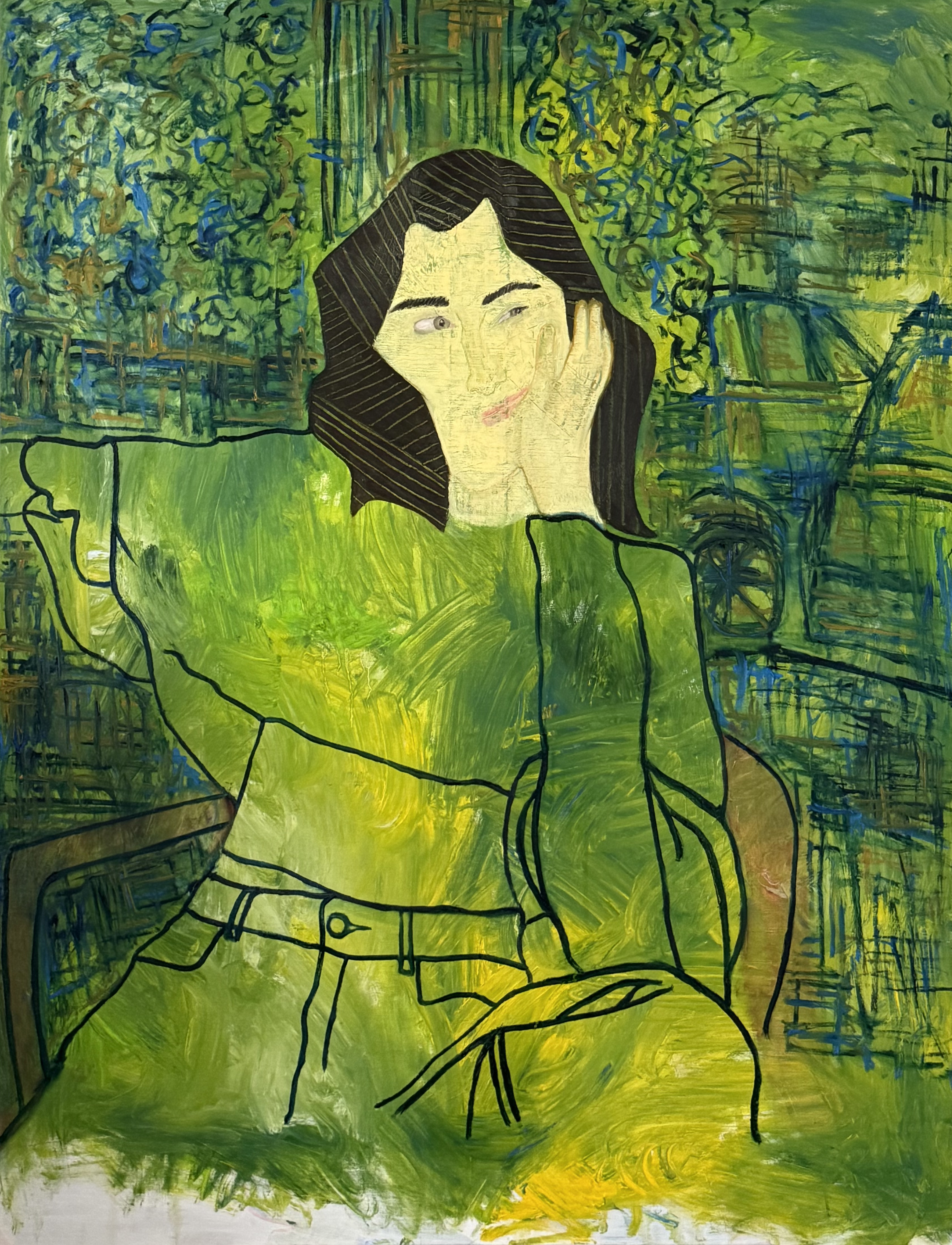 In a Palm - Oil painting by Piero Montezaro, 2025